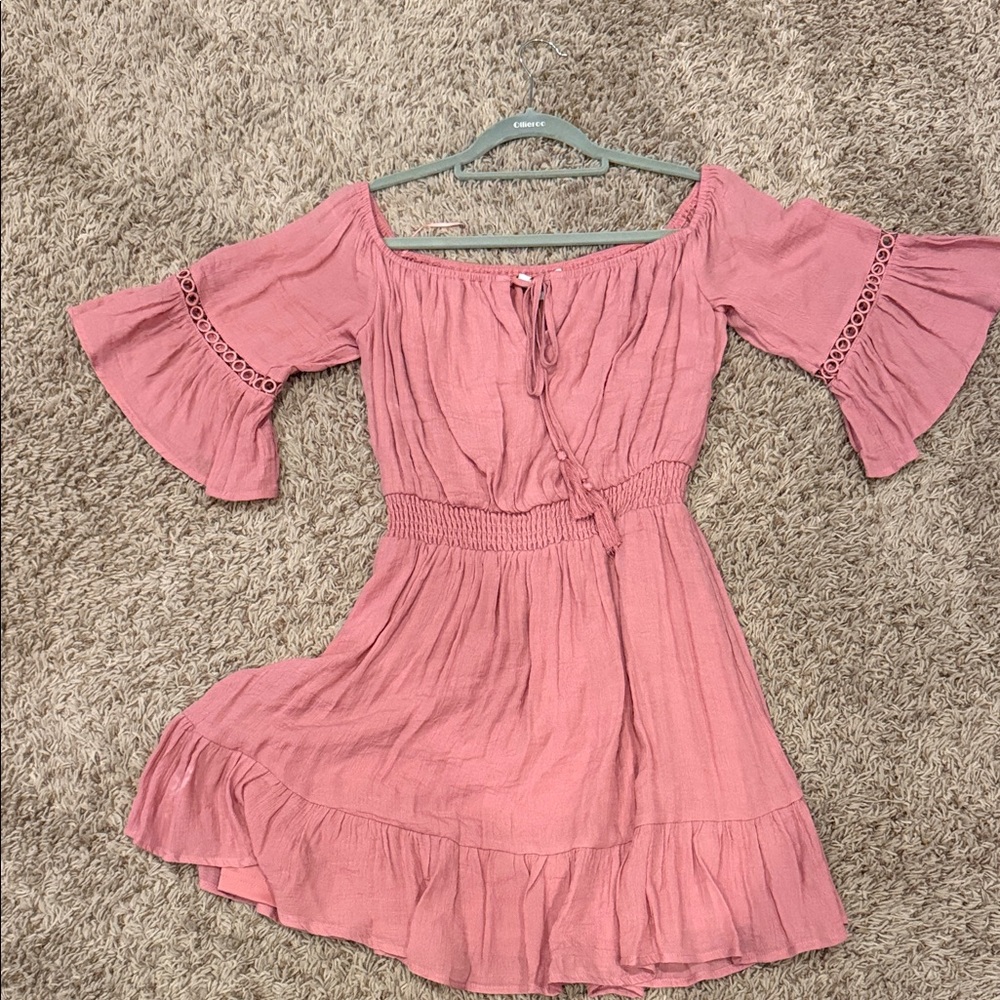 Baltic Born Women's Pink Off-Shoulder Ruffle Dress